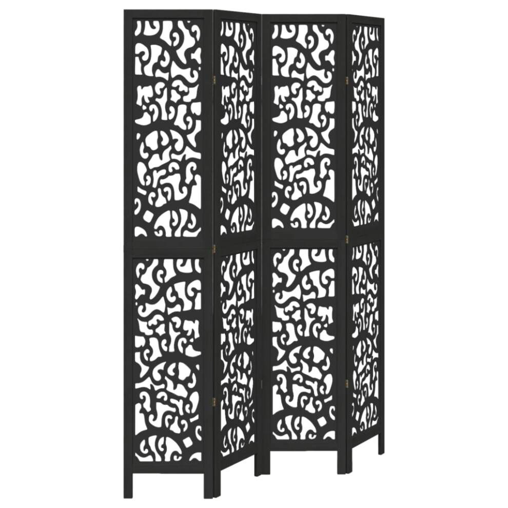 Vidaxl (40 X 220 Cm/ 4 Piece) Room Divider Privacy Screen Privacy Panel Black Solid Wood Paulownia