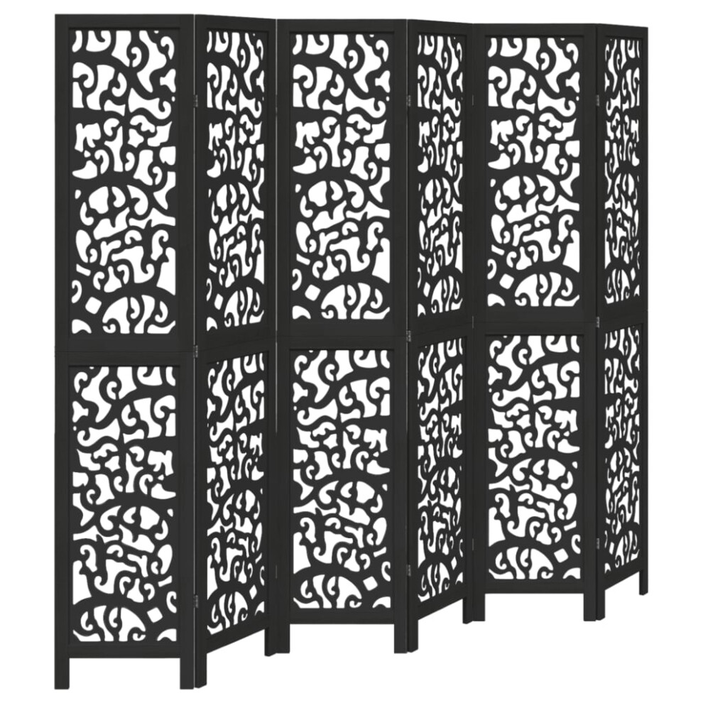 Vidaxl (40 X 200 Cm/ 6 Piece) Room Divider Privacy Screen Privacy Panel Black Solid Wood Paulownia
