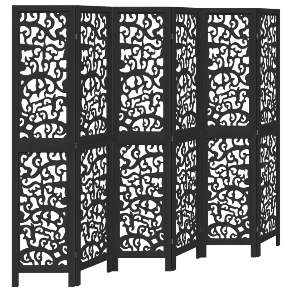 (40 x 180 cm/ 6 piece) vidaXL Room Divider Privacy Screen Privacy Panel Black Solid Wood Paulownia