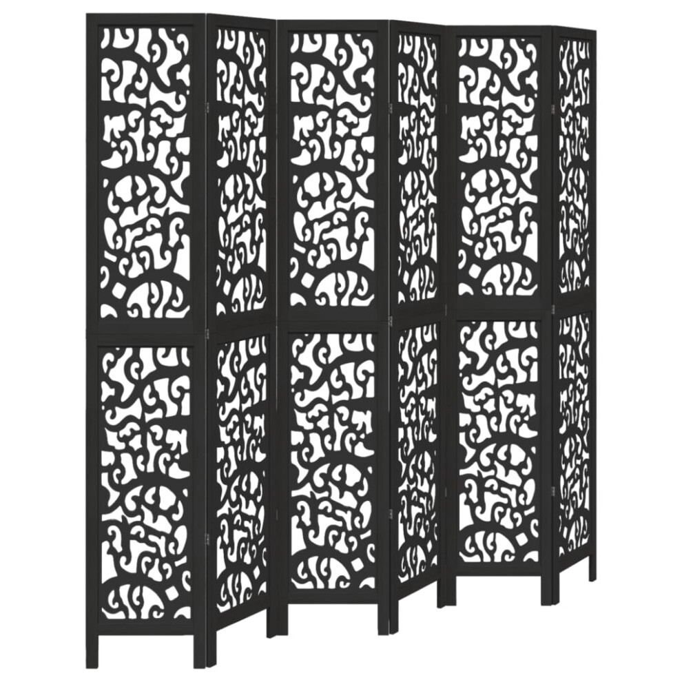 (40 x 220 cm/ 6 piece) vidaXL Room Divider Privacy Screen Privacy Panel Black Solid Wood Paulownia