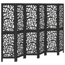 (40 x 160 cm/ 6 piece) vidaXL Room Divider Privacy Screen Privacy Panel Black Solid Wood Paulownia
