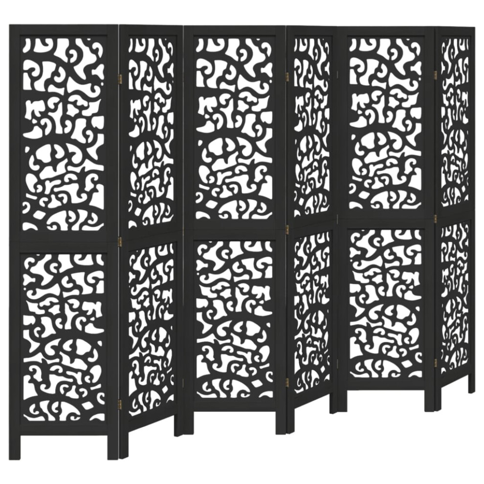 (40 x 160 cm/ 6 piece) vidaXL Room Divider Privacy Screen Privacy Panel Black Solid Wood Paulownia