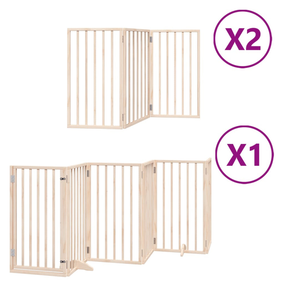 (natural, 50 x 90 x 2 cm/ 12 pcs) vidaXL Dog Gate with Door Foldable Dog Fence Dog Door Pet Gate Poplar Wood