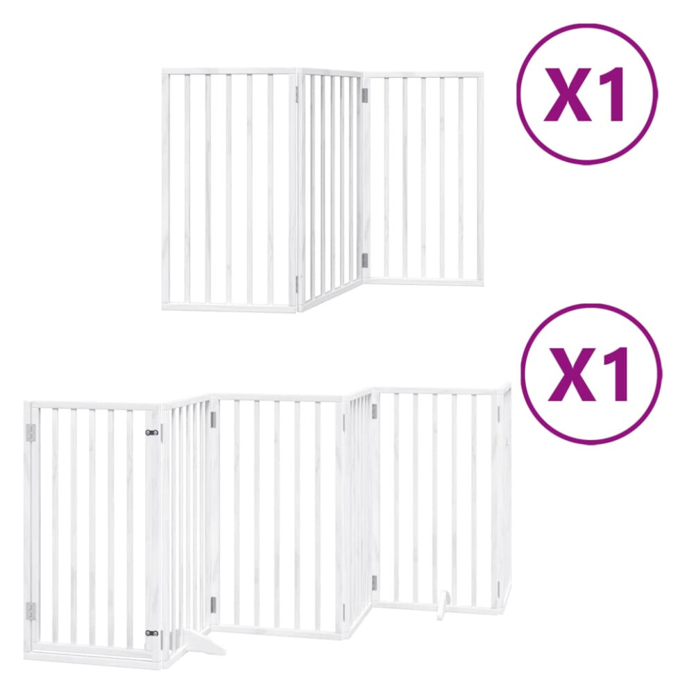 Vidaxl (White, 50 X 90 X 2 Cm/ 9 Pcs) Dog Gate With Door Foldable Dog Fence Dog Door Pet Gate Poplar Wood