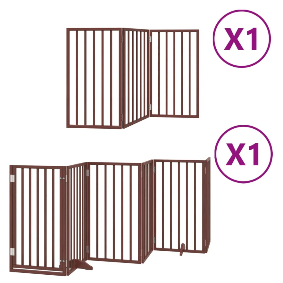 (brown, 50 x 90 x 2 cm/ 9 pcs) vidaXL Dog Gate with Door Foldable Dog Fence Dog Door Pet Gate Poplar Wood