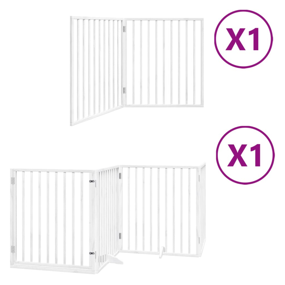 Vidaxl (White, 80 X 90 X 2 Cm/ 6 Pcs) Dog Gate With Door Foldable Dog Fence Dog Door Pet Gate Poplar Wood