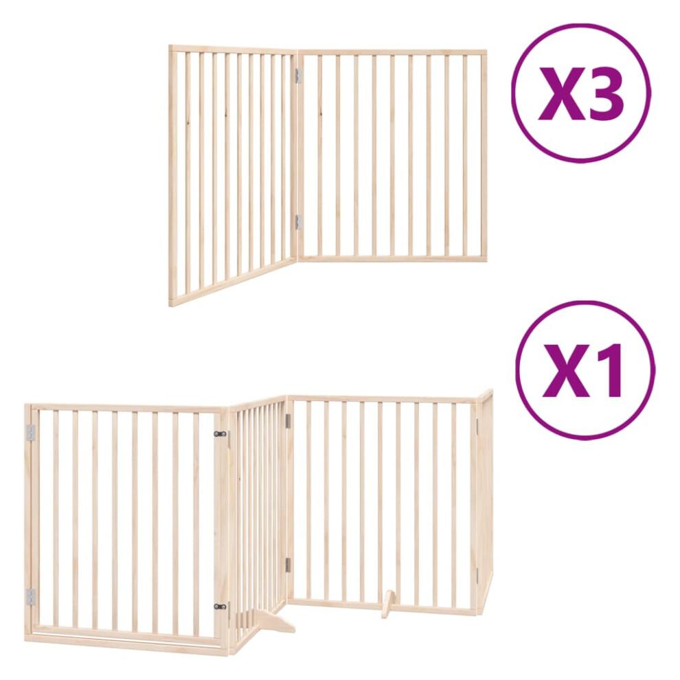 (natural, 80 x 90 x 2 cm/ 10 pcs) vidaXL Dog Gate with Door Foldable Dog Fence Dog Door Pet Gate Poplar Wood