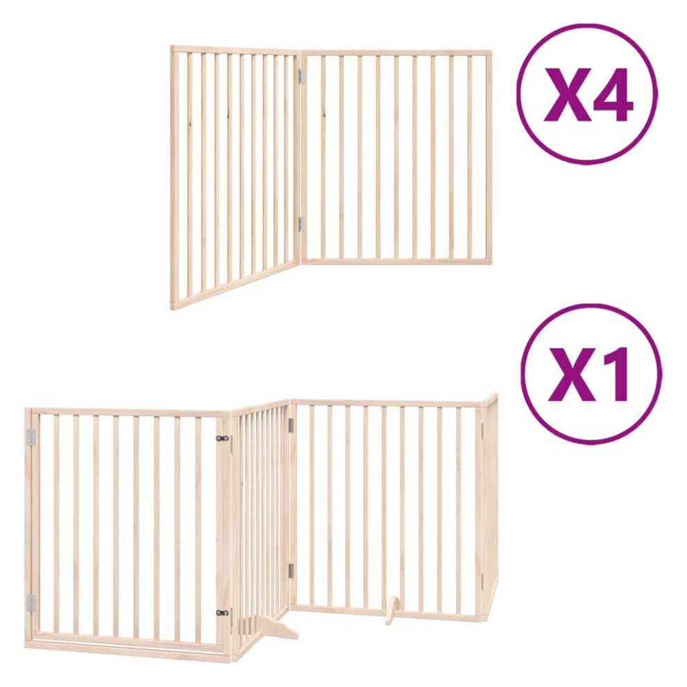 (natural, 80 x 90 x 2 cm/ 12 pcs) vidaXL Dog Gate with Door Foldable Dog Fence Dog Door Pet Gate Poplar Wood