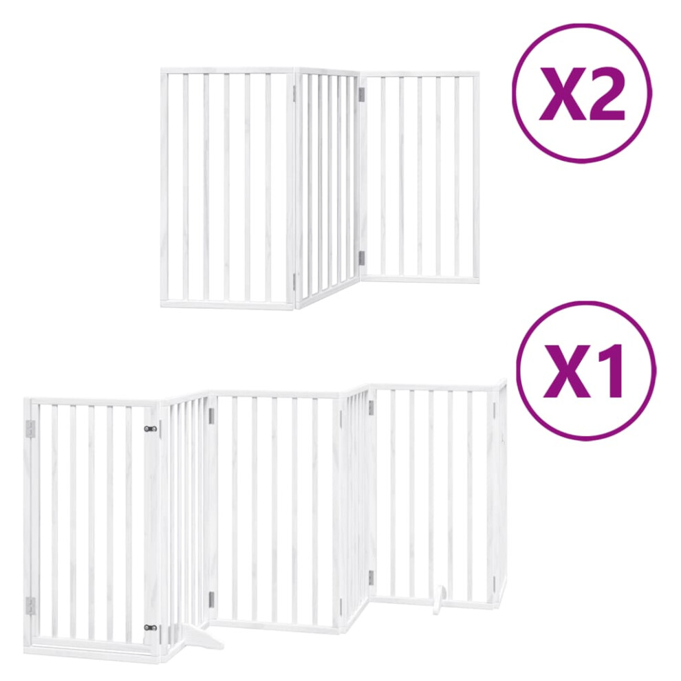 (white, 50 x 90 x 2 cm/ 12 pcs) vidaXL Dog Gate with Door Foldable Dog Fence Dog Door Pet Gate Poplar Wood