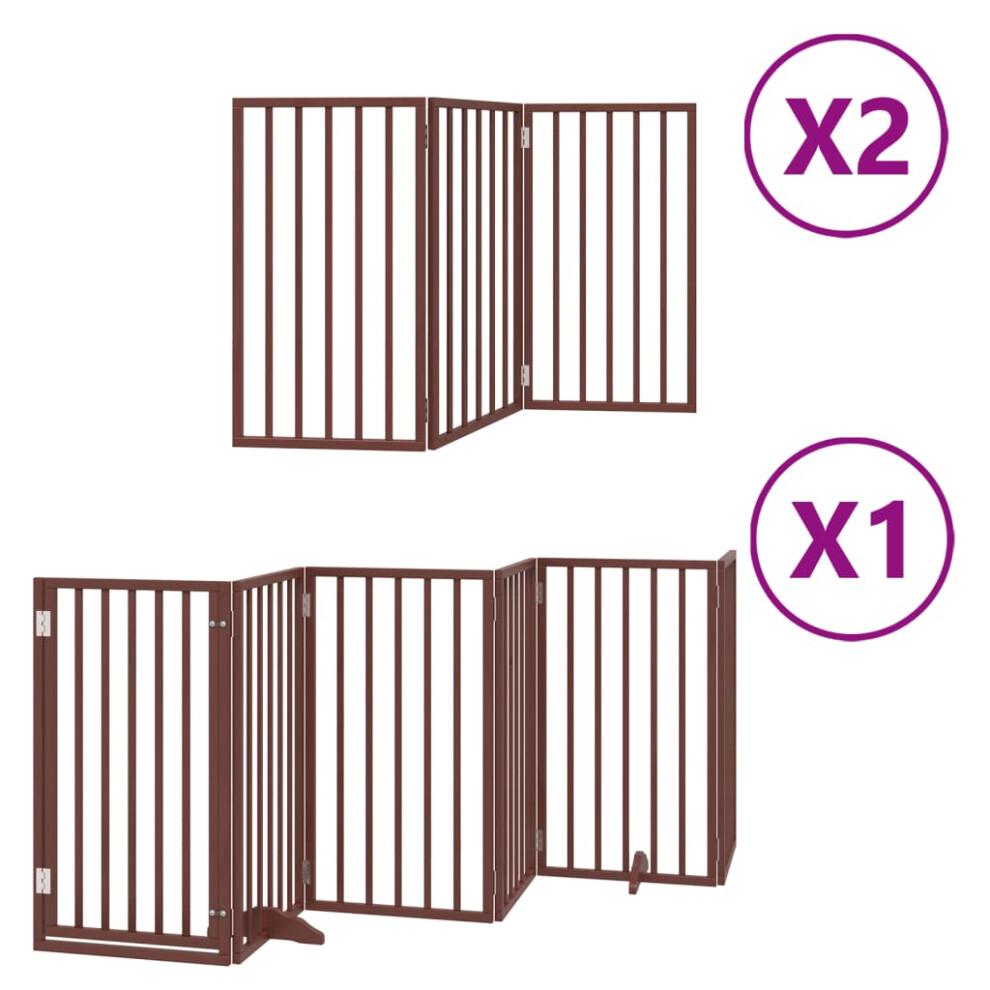 (brown, 50 x 90 x 2 cm/ 12 pcs) vidaXL Dog Gate with Door Foldable Dog Fence Dog Door Pet Gate Poplar Wood