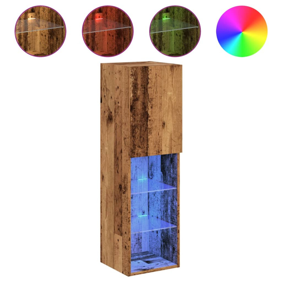 Vidaxl (Old Wood, 2 Pcs) Tv Cabinets With Led Lights Tv Stand Tv Units Entertainment Centre