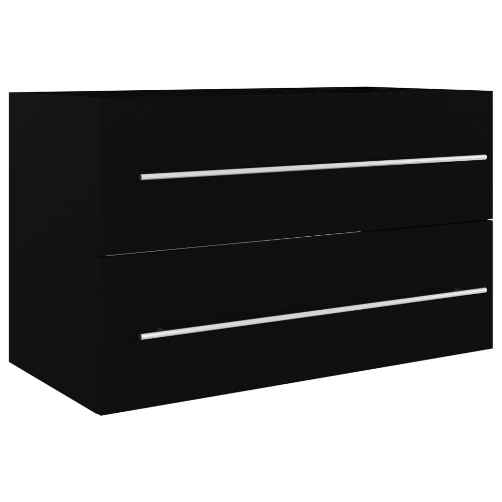 (black, 80 x 38.5 x 48 cm) vidaXL Sink Cabinet Engineered Wood Washroom Rack Cupboard Furniture