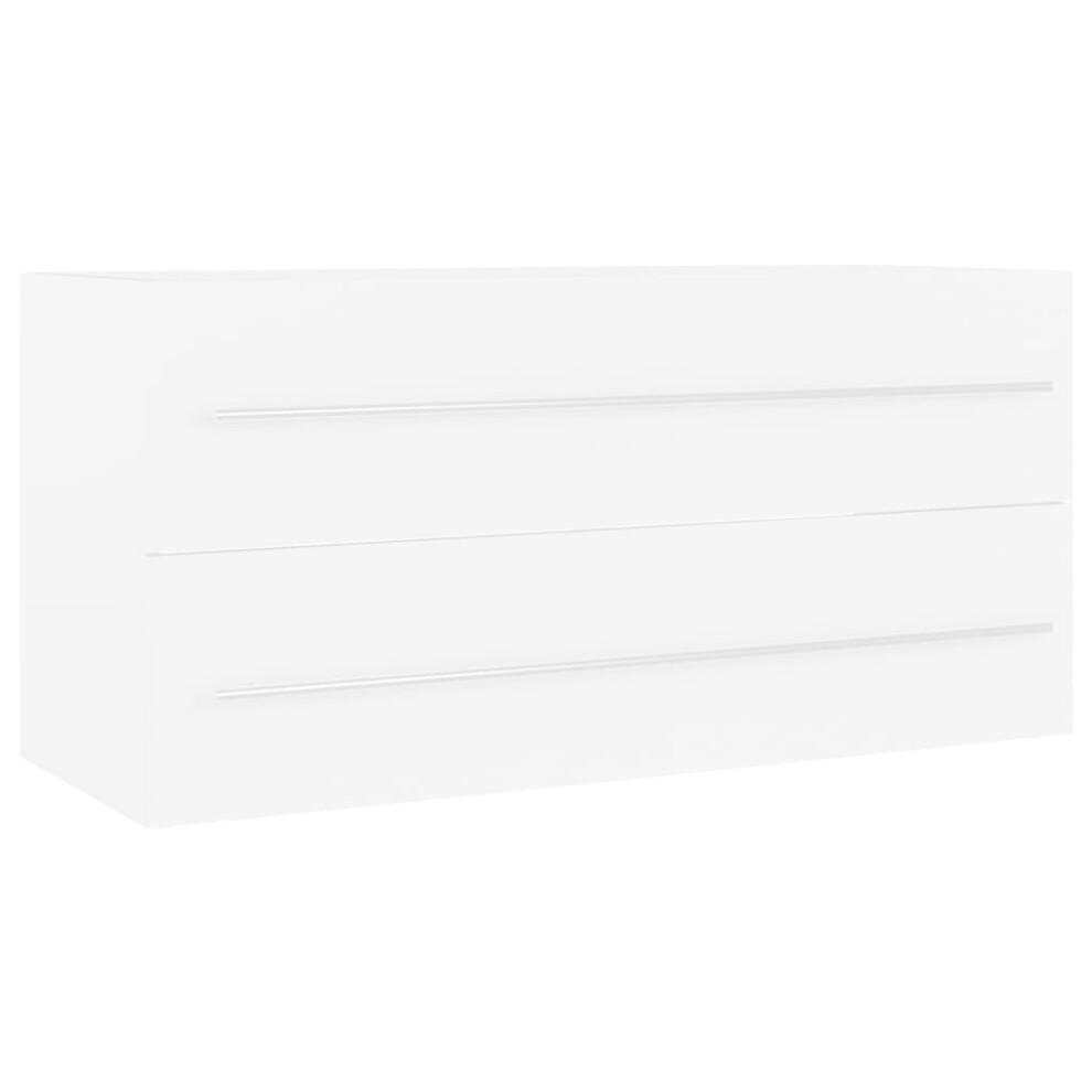 (white, 100 x 38.5 x 48 cm) vidaXL Sink Cabinet Engineered Wood Washroom Rack Cupboard Furniture