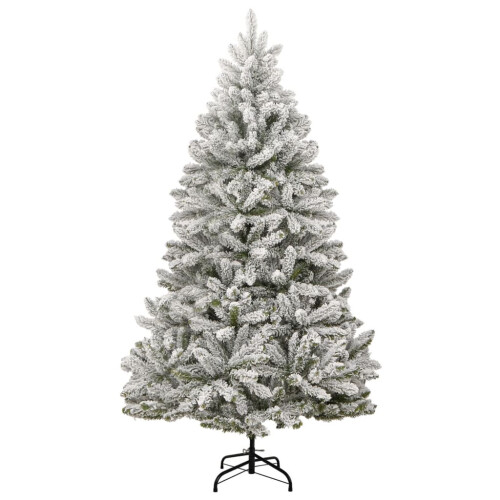 VidaXL (green and white, 210 cm/ Basic) vidaXL Artificial Hinged Christmas Tree Artificial Tree LEDs and Ball Set 1