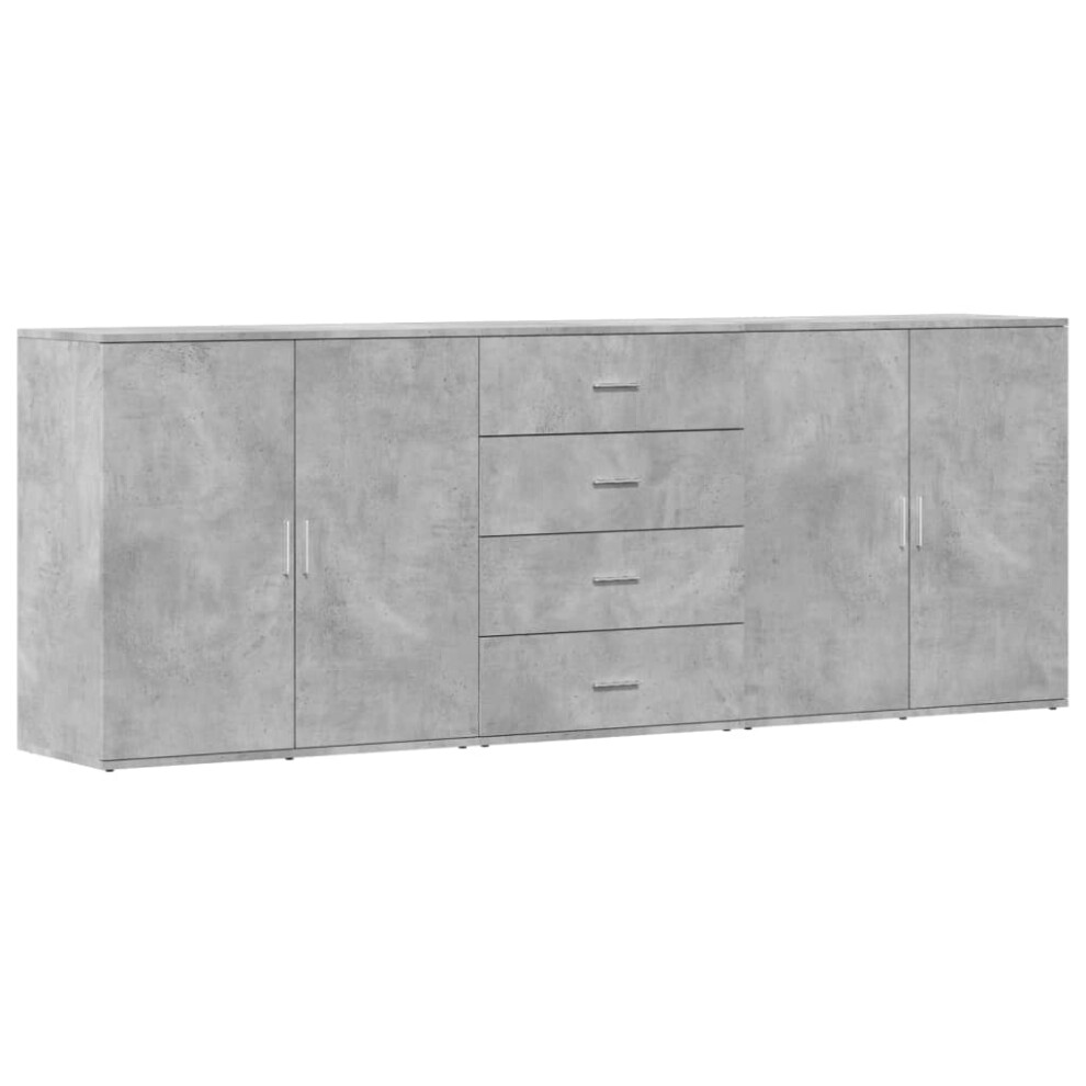 Vidaxl (Concrete Grey) Sideboards Cupboard Storage Cabinet Highboard 3 Pcs Engineered Wood