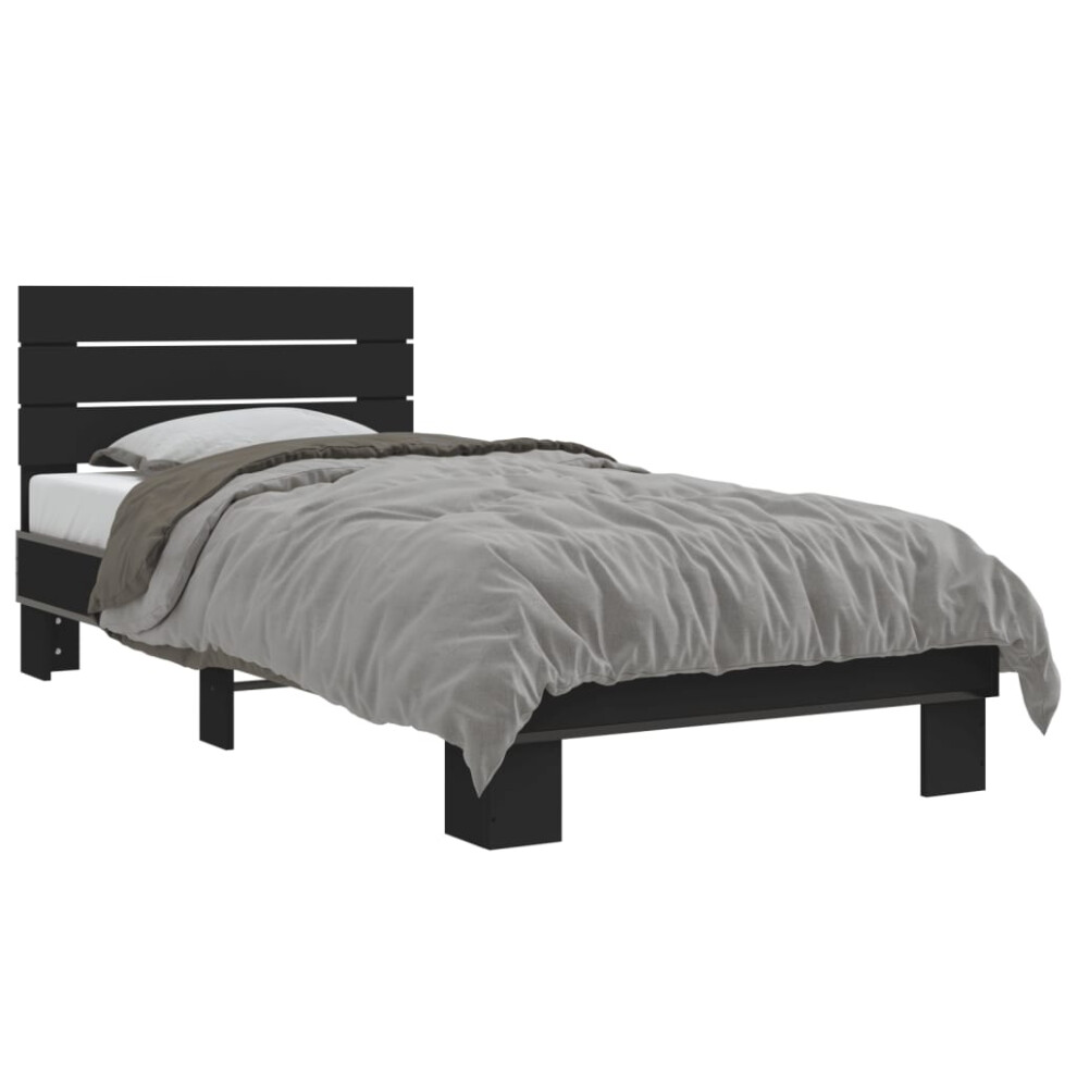 Vidaxl (Black, 90 X 200 Cm) Bed Frame Mattress Foundation Home Bed Base Engineered Wood And Metal