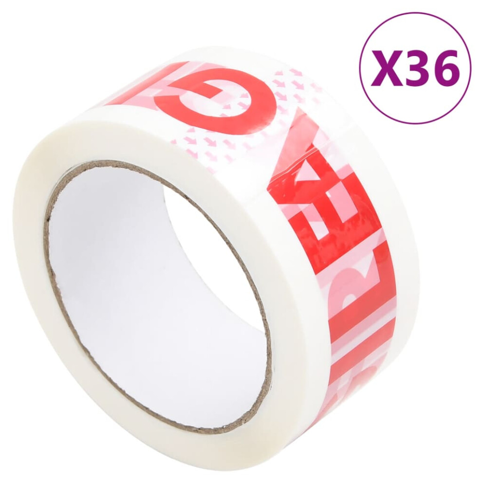 (36 pcs) vidaXL Packaging Tape Packing Boxes Parcel Tape Packing Tape Printed White