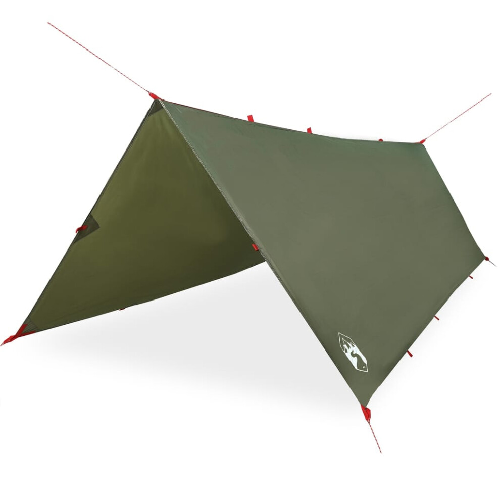 (Olive Green, 406 X 306 Cm) Vidaxl Camping Tarp Outdoor Tarpaulin Shelter Sunshade Tent Tarp Waterproof 8721102658358