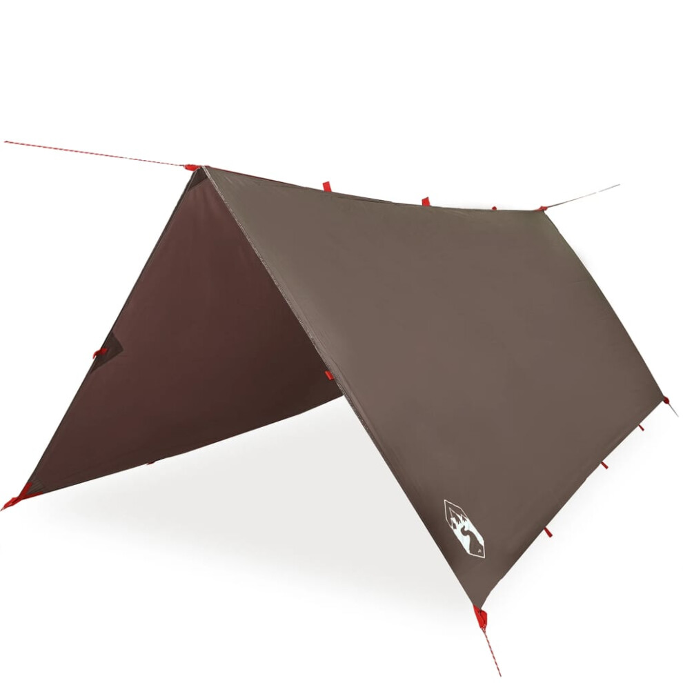 (Brown, 406 X 306 Cm) Vidaxl Camping Tarp Outdoor Tarpaulin Shelter Sunshade Tent Tarp Waterproof 8721102658365