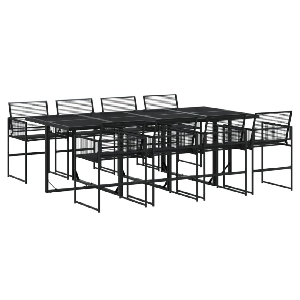 (8 piece) vidaXL Garden Dining Set Outdoor Dining Set Table and Chair Black Poly Rattan