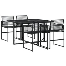 vidaXL 5-tlg. Garten-Essgruppe Schwarz Poly Rattan