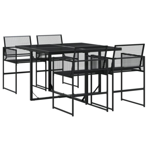 VidaXL vidaXL 5-tlg. Garten-Essgruppe Schwarz Poly Rattan