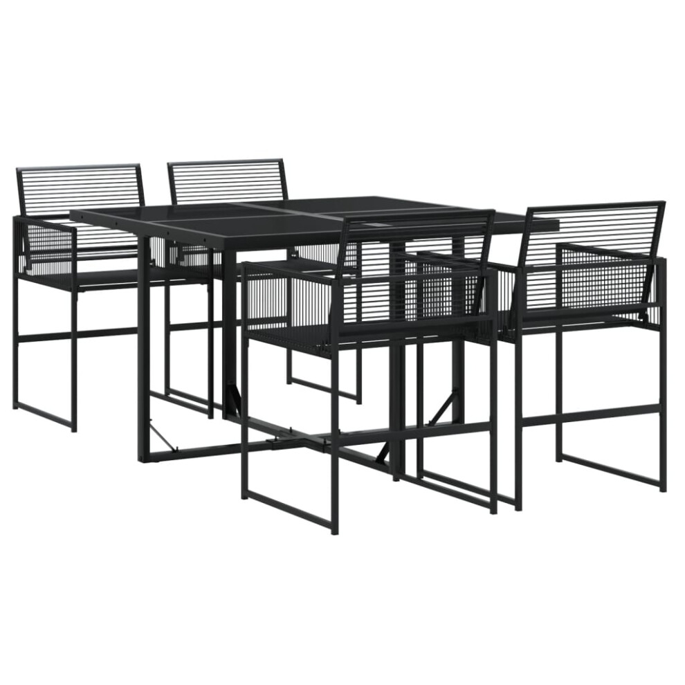 Vidaxl (4 Piece) Garden Dining Set Outdoor Dining Set Table And Chair Black Poly Rattan