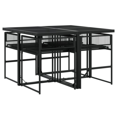 VidaXL vidaXL 5-tlg. Garten-Essgruppe Schwarz Poly Rattan 2