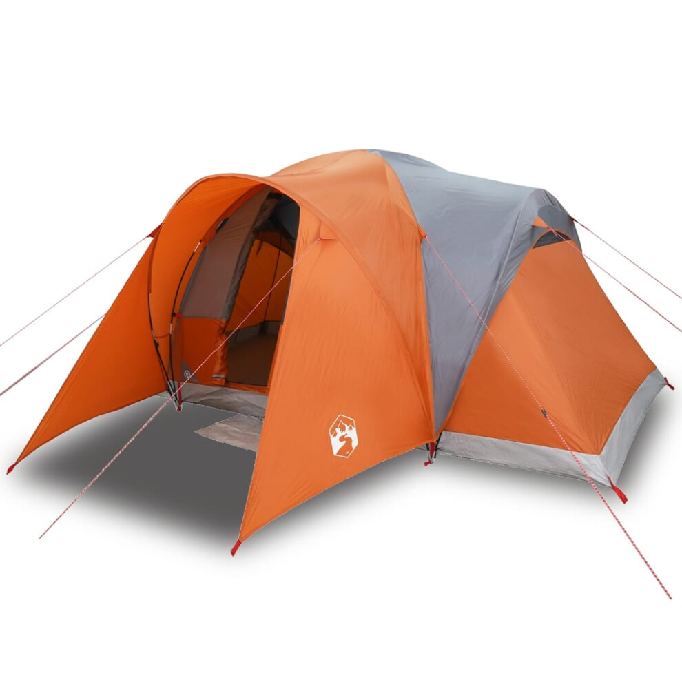 (grey and orange) vidaXL Family Tent Dome 6-Person Camping Tent Lightweight Tent Waterproof