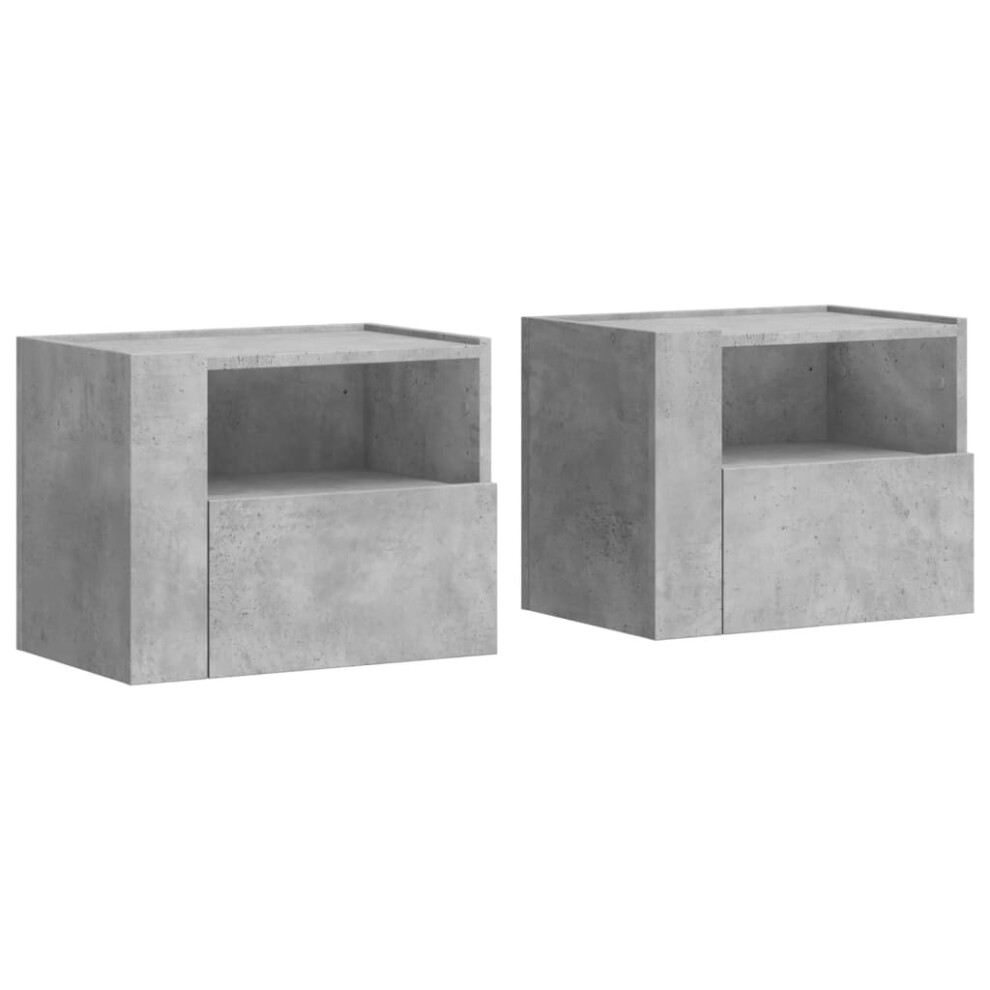 (concrete grey, 2 pcs) vidaXL Wall-mounted Bedside Cabinets Floating Cabinet Hanging Bed Cabinet