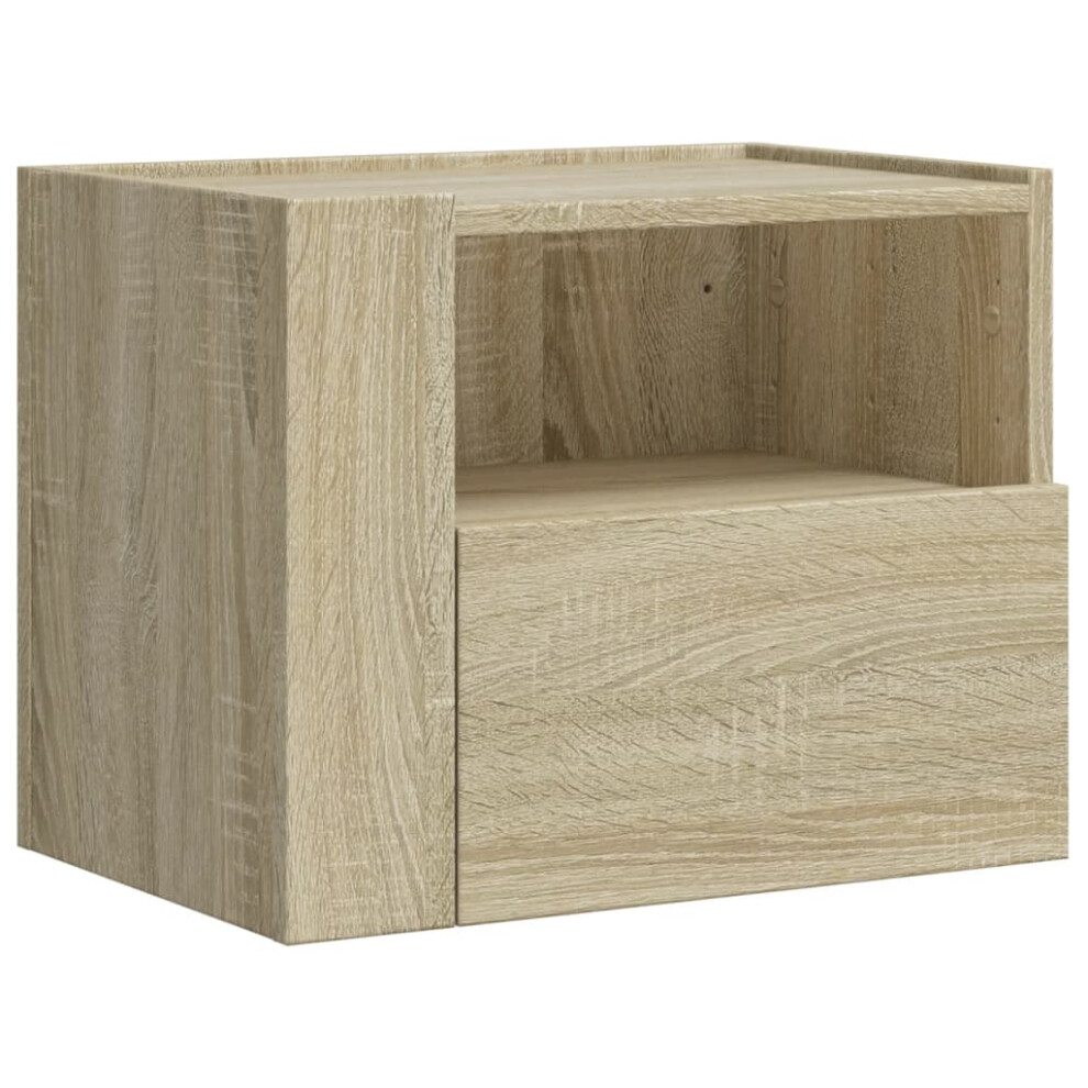 Vidaxl (Sonoma Oak, 1 Pcs) Wall-Mounted Bedside Cabinets Floating Cabinet Hanging Bed Cabinet