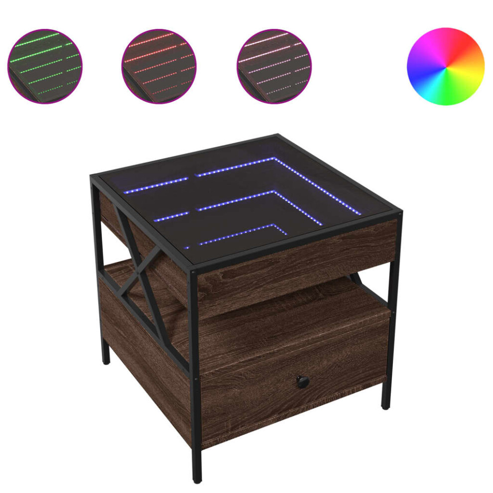 Vidaxl (Brown Oak, 50 X 50 X 51 Cm) Coffee Table With Infinity Led Hallway Accent End Table Side Table