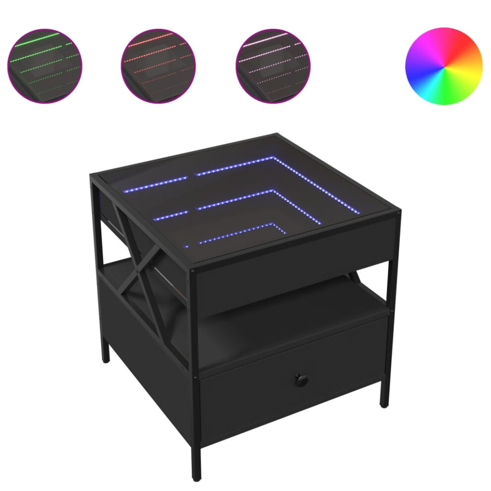Vidaxl (Black, 50 X 50 X 51 Cm) Coffee Table With Infinity Led Hallway Accent End Table Side Table