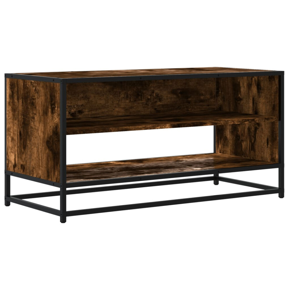 (smoked oak, 91 x 40 x 46 cm) vidaXL TV Cabinet TV Stand Media TV Unit Engineered Wood and Metal