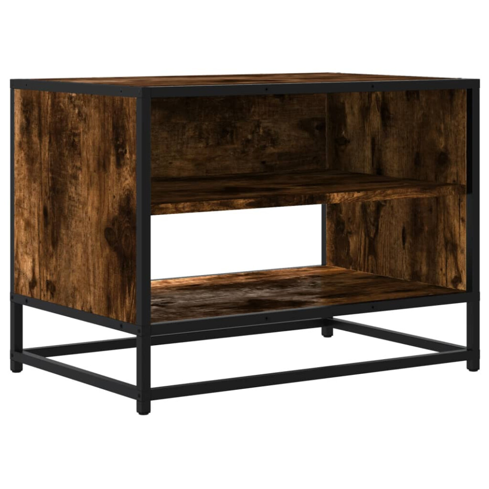 Vidaxl (Smoked Oak, 61 X 40 X 46 Cm) Tv Cabinet Tv Stand Media Tv Unit Engineered Wood And Metal Brown