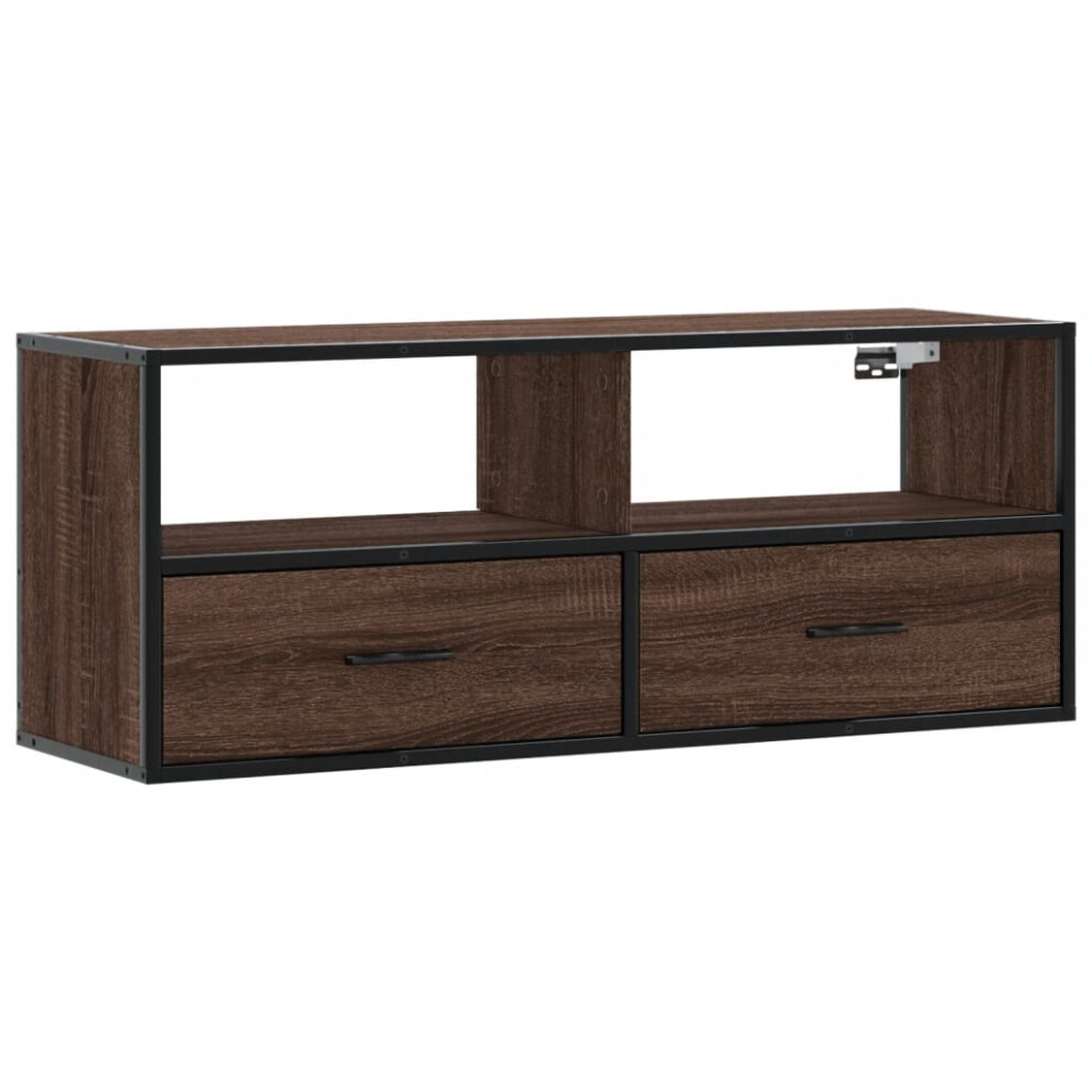 (brown oak, 100 x 31 x 39.5 cm) vidaXL TV Cabinet TV Stand Media Cabinet TV Unit Engineered Wood and Metal