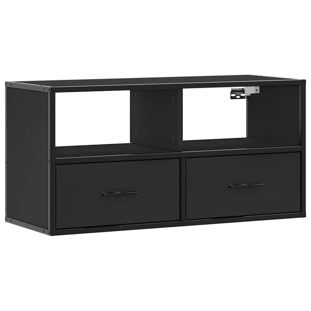 Vidaxl (Black, 80 X 31 X 39.5 Cm) Tv Cabinet Tv Stand Media Cabinet Tv Unit Engineered Wood And Metal