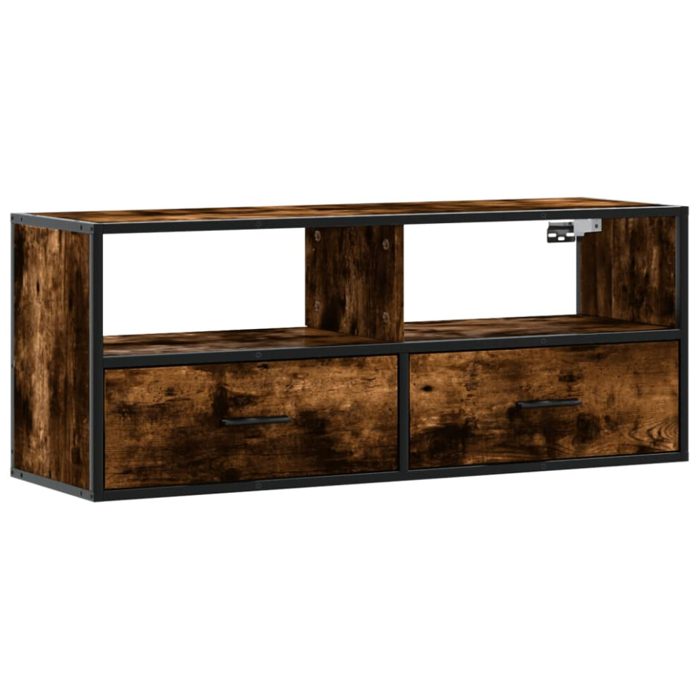 (smoked oak, 100 x 31 x 39.5 cm) vidaXL TV Cabinet TV Stand Media Cabinet TV Unit Engineered Wood and Metal