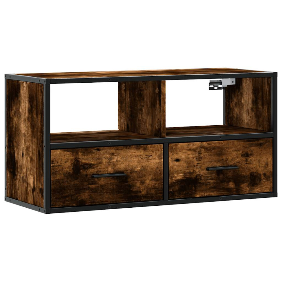 (smoked oak, 80 x 31 x 39.5 cm) vidaXL TV Cabinet TV Stand Media Cabinet TV Unit Engineered Wood and Metal