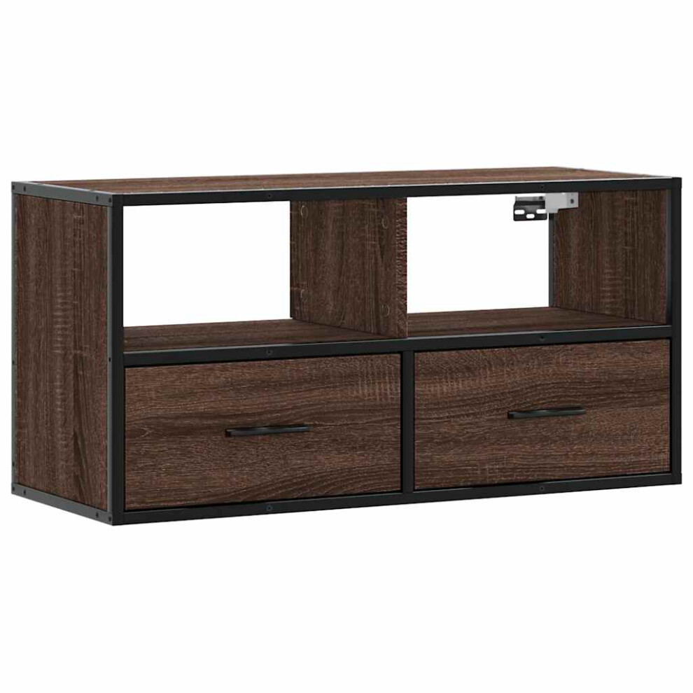 (brown oak, 80 X 31 X 39.5 cm) vidaXL TV Cabinet TV Stand Media Cabinet TV Unit Engineered Wood And Metal