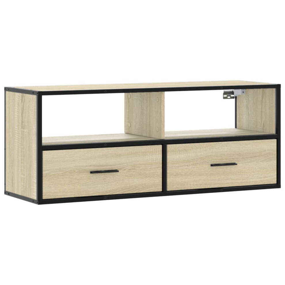 Vidaxl (Sonoma Oak, 100 X 31 X 39.5 Cm) Tv Cabinet Tv Stand Media Cabinet Tv Unit Engineered Wood And Metal