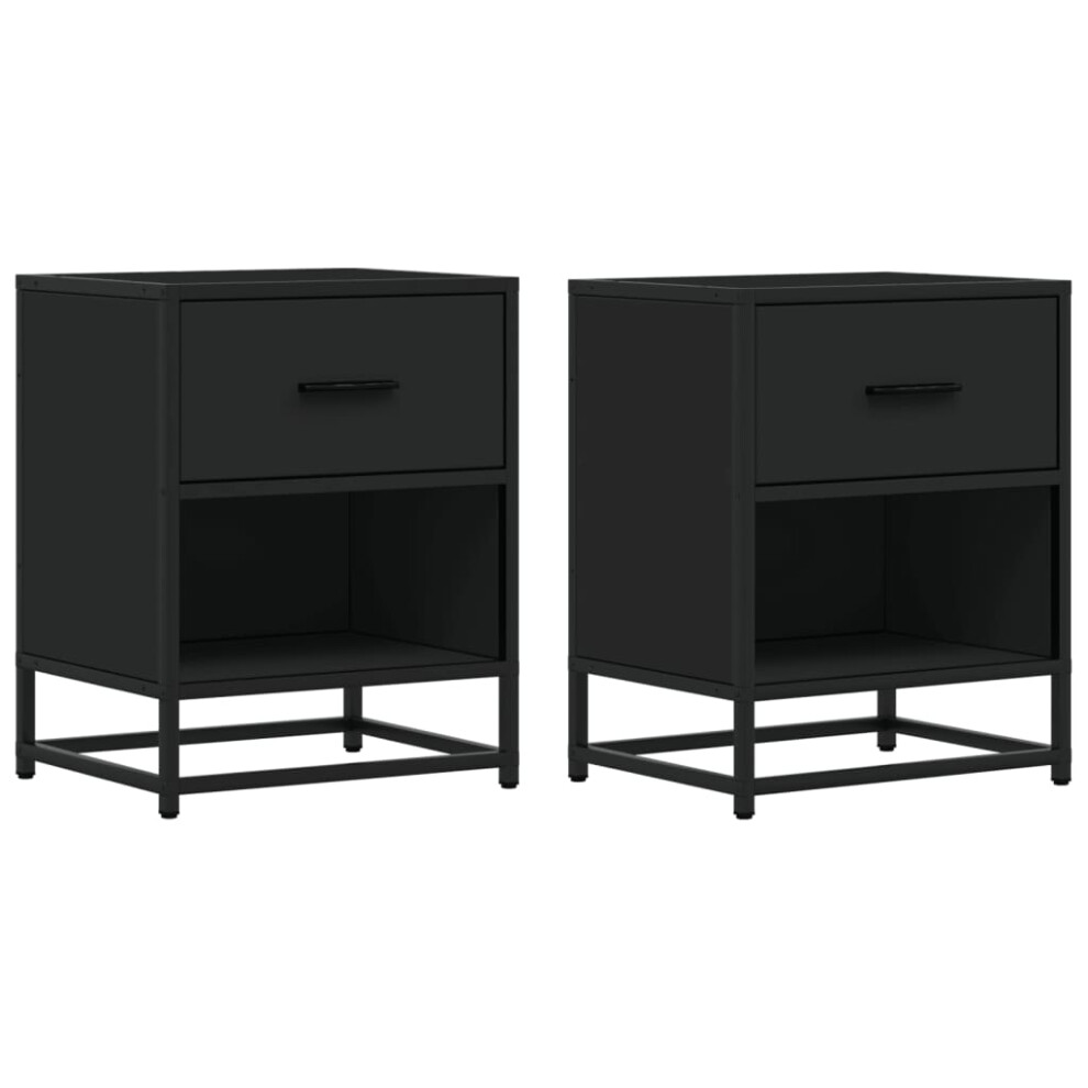 (black, 2 pcs) vidaXL Bedside Cabinets Nightstand Bed Side Table Engineered Wood