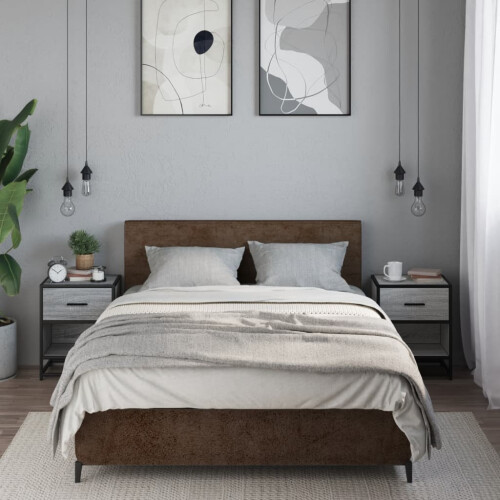 VidaXL (grey sonoma, 2 pcs) vidaXL Bedside Cabinets Nightstand Bed Side Table Engineered Wood 2