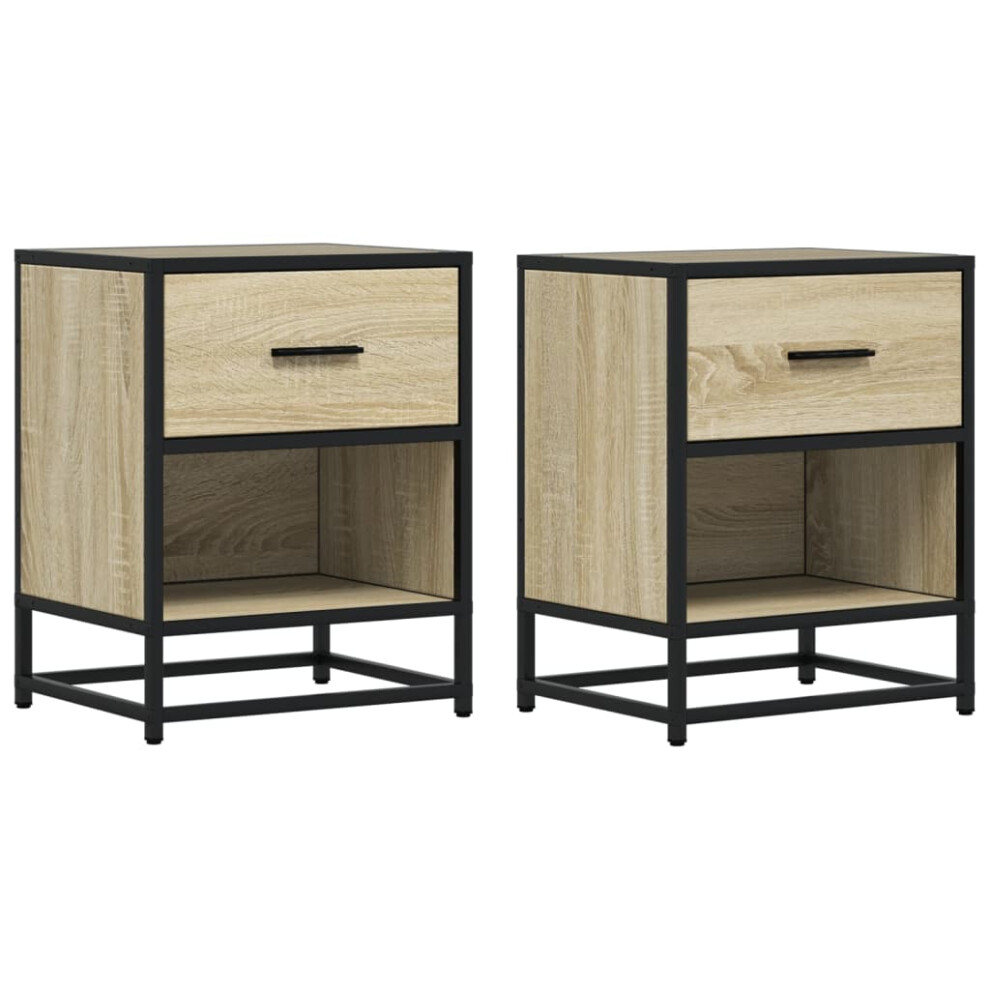 (sonoma oak, 2 pcs) vidaXL Bedside Cabinets Nightstand Bed Side Table Engineered Wood