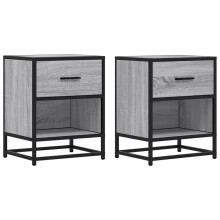(grey sonoma, 2 pcs) vidaXL Bedside Cabinets Nightstand Bed Side Table Engineered Wood