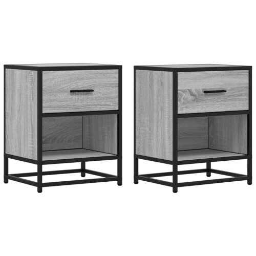 VidaXL (grey sonoma, 2 pcs) vidaXL Bedside Cabinets Nightstand Bed Side Table Engineered Wood