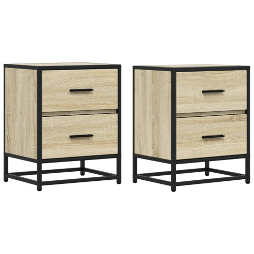 VidaXL (sonoma oak, 2 pcs) vidaXL Bedside Cabinets Nightstand Bed Table Engineered Wood