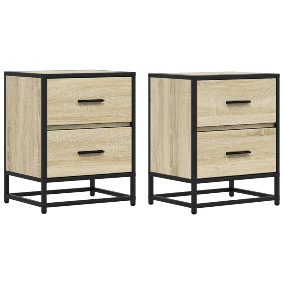 (sonoma oak, 2 pcs) vidaXL Bedside Cabinets Nightstand Bed Table Engineered Wood