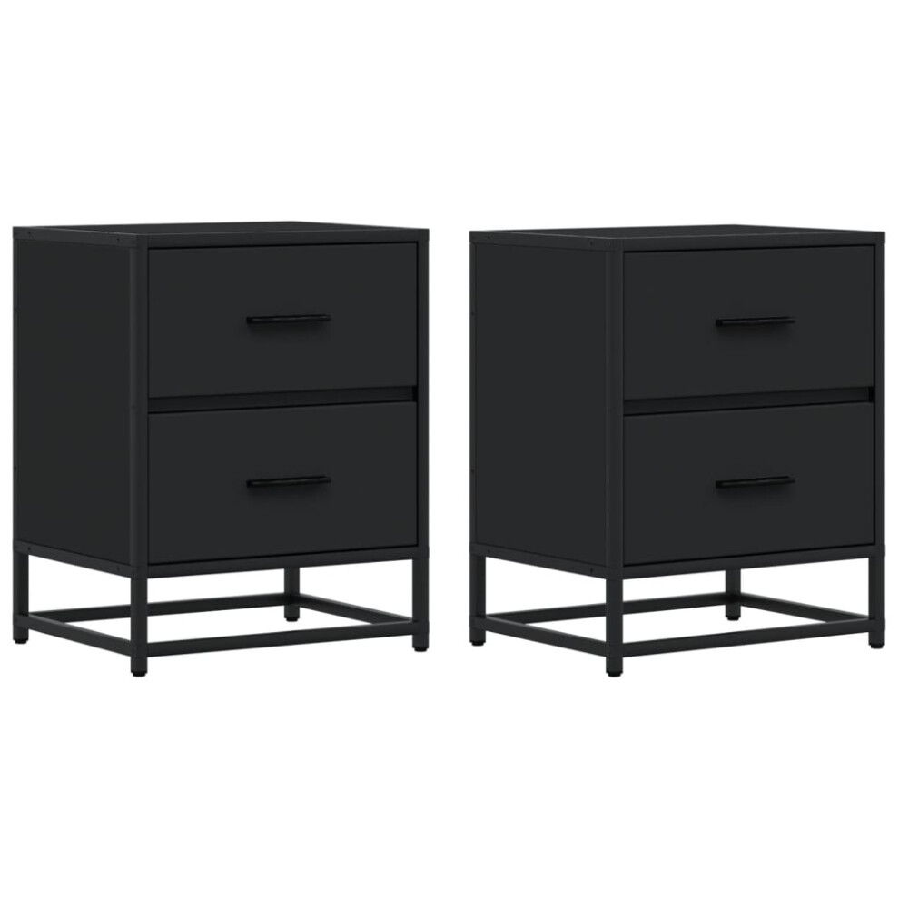 (black, 2 pcs) vidaXL Bedside Cabinets Nightstand Bed Table Engineered Wood