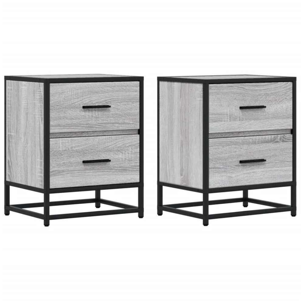 (grey sonoma, 2 pcs) vidaXL Bedside Cabinets Nightstand Bed Table Engineered Wood